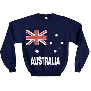 Aussie Australia Flag Sweatshirt Australian  Souvenir Gift Size Large Blue